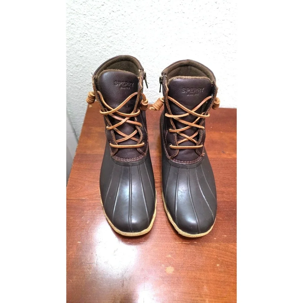 Sperry Women's Brown‎ Duck Rain Boots Size 9.5Waterproof Leather